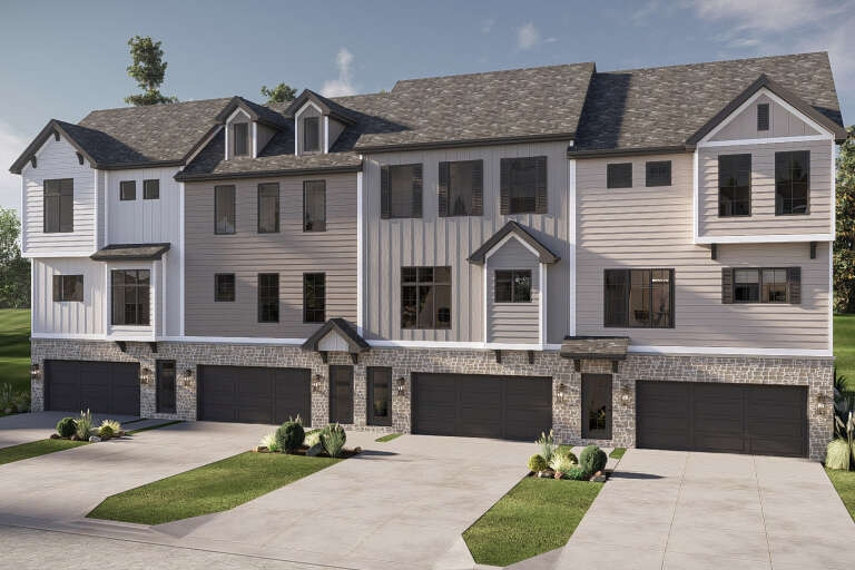 Craftsman Fourplex Plan - 1,237 Square Feet, 2 Bedrooms, 2.5 Bathrooms ...