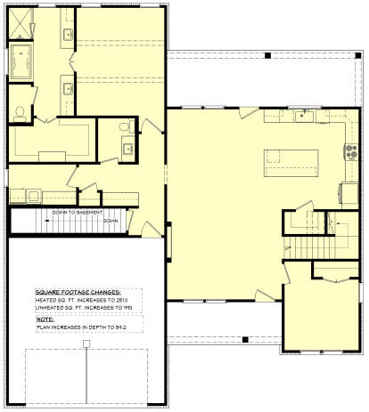 Main Floor w/ Basement Stairs Location for House Plan #041-00424