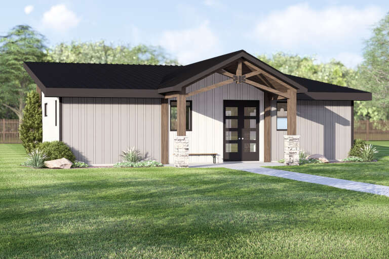 House Plan House Plan #35238 Angled Front Elevation 