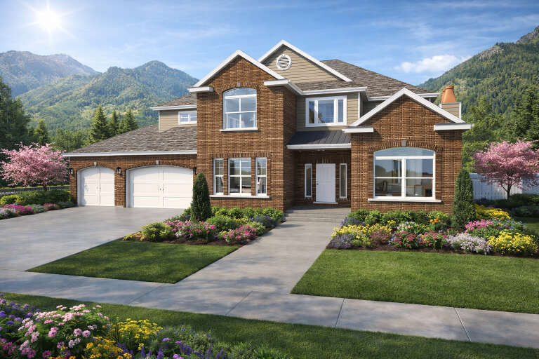 House Plan House Plan #35244 Angled Front Elevation 
