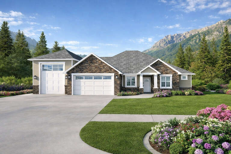 House Plan House Plan #35246 Angled Front Elevation 