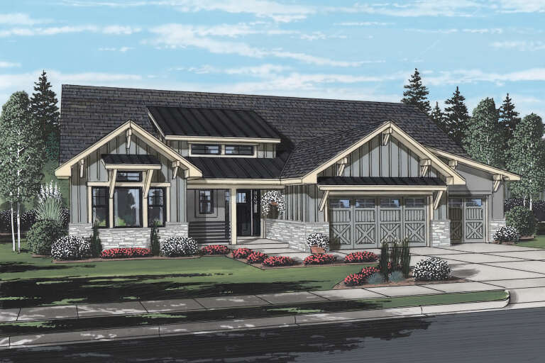 House Plan House Plan #35259 Angled Front Elevation