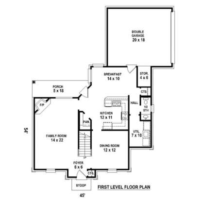 Floorplan 1 for House Plan #053-00461