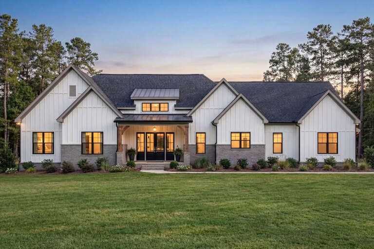 House Plan House Plan #35268 Front Elevation at Dusk