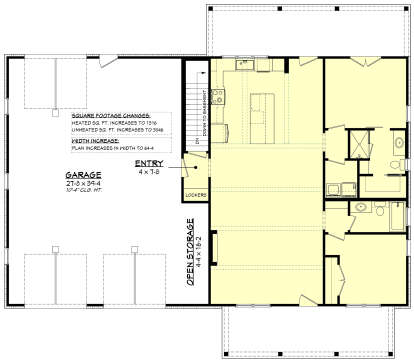 Main Floor w/ Basement Stairs Location for House Plan #041-00426
