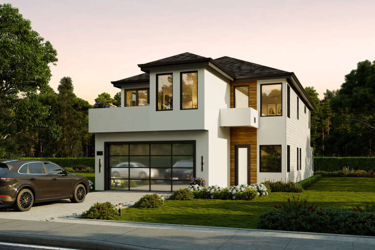 House Plan House Plan #35320 Angled Front Elevation 