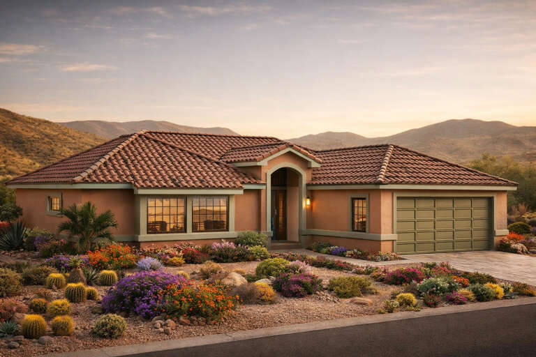 House Plan House Plan #35335 Angled Front Elevation 