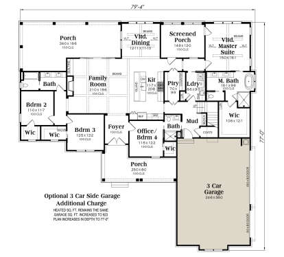 Main Floor w/ Optional 3 Car Garage for House Plan #009-00496