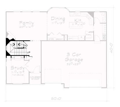 Main Floor w/ Basement Stairs Location for House Plan #402-01873