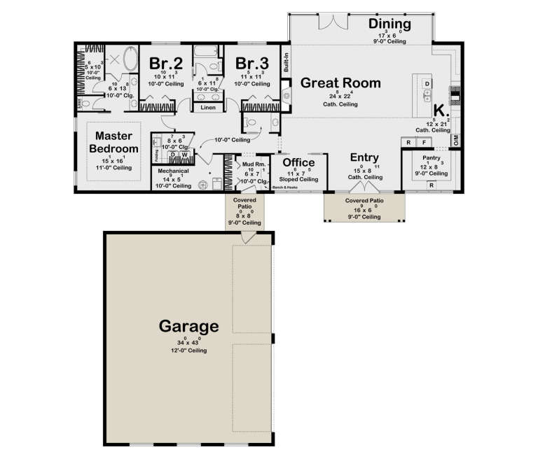 House Plan House Plan #35398 Drawing 1