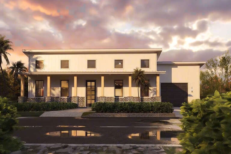 House Plan House Plan #35415 Front Elevation at Dusk