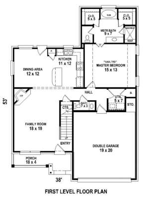 Floorplan 1 for House Plan #053-00467