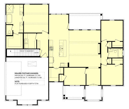 Main Floor w/ Basement Stairs Location for House Plan #041-00431