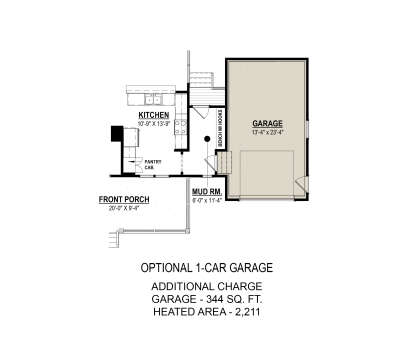 Optional 1 Car Garage for House Plan #6261-00081