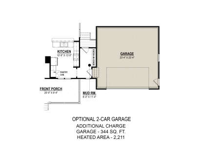 Optional 2 Car Garage for House Plan #6261-00081