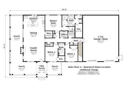 Main Floor w/ Basement Stairs Location for House Plan #009-00501