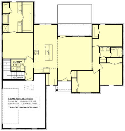 Main Floor w/ Basement Stairs Location for House Plan #041-00432