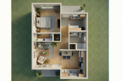 Overhead First Floor for House Plan #5460-00016