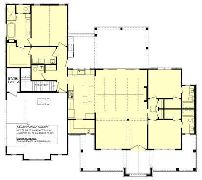 Main Floor w/ Basement Stairs Location for House Plan #041-00433