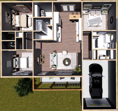 Overhead Main Floor for House Plan #1776-00178