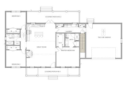 Main Floor w/ Basement Stairs Location for House Plan #1776-00179