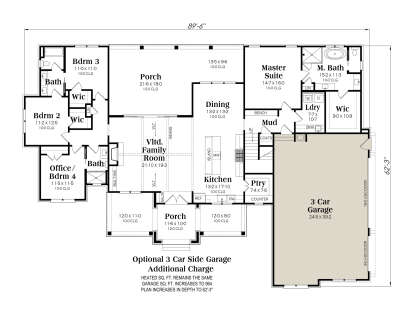 Main Floor w/ Optional 3 Car Garage for House Plan #009-00504