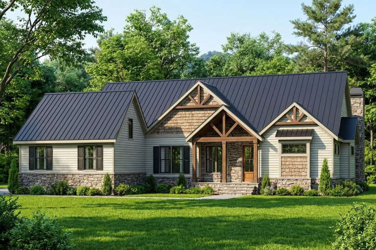 House Plan House Plan #35572 Angled Front Elevation