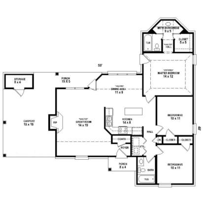 Floorplan 1 for House Plan #053-00475