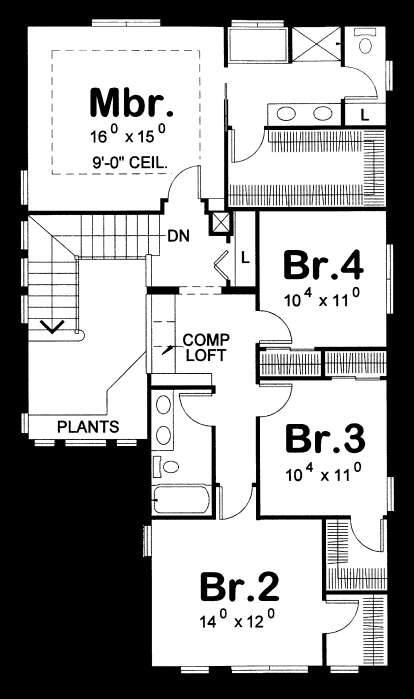 Alternate Second Floor Layout for House Plan #402-01897