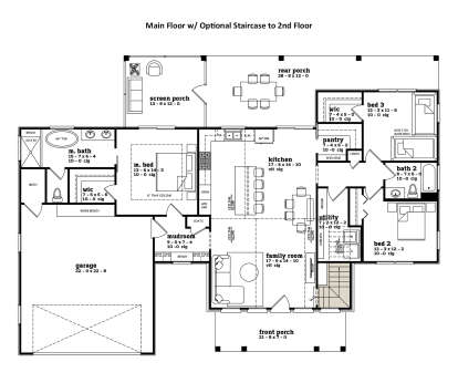 Main Floor w/ Optional 2nd Floor Stairs for House Plan #7174-00043