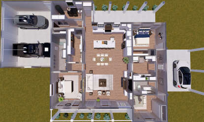 Overhead First Floor for House Plan #1776-00182
