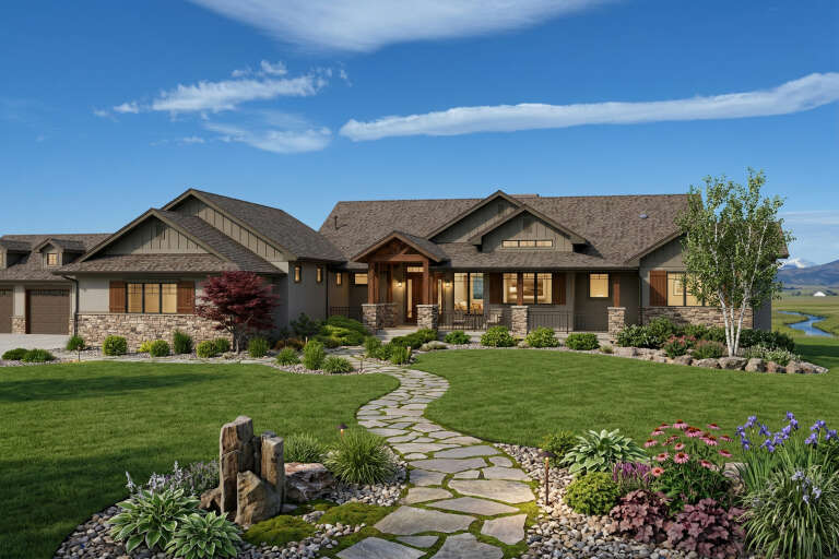 House Plan House Plan #35615 Angled Front Elevation