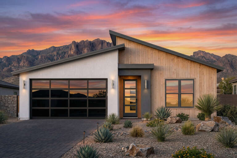 House Plan House Plan #35617 Front Elevation at Dusk