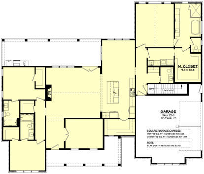 Main Floor w/ Basement Stairs Location for House Plan #041-00434