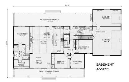 Main Floor w/ Basement Stairs Location for House Plan #3125-00037