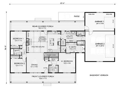 Main Floor w/ Basement Stairs Location for House Plan #3125-00040