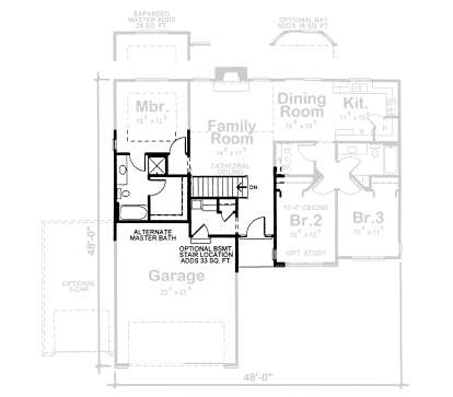 Main Floor w/ Basement Stairs Location for House Plan #402-01904