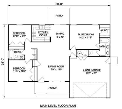 Floorplan 1 for House Plan #340-00001