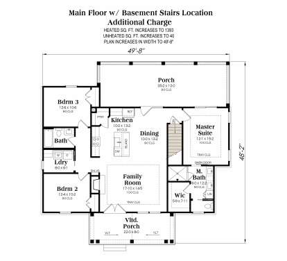 Main Floor w/ Basement Stairs Location for House Plan #009-00510