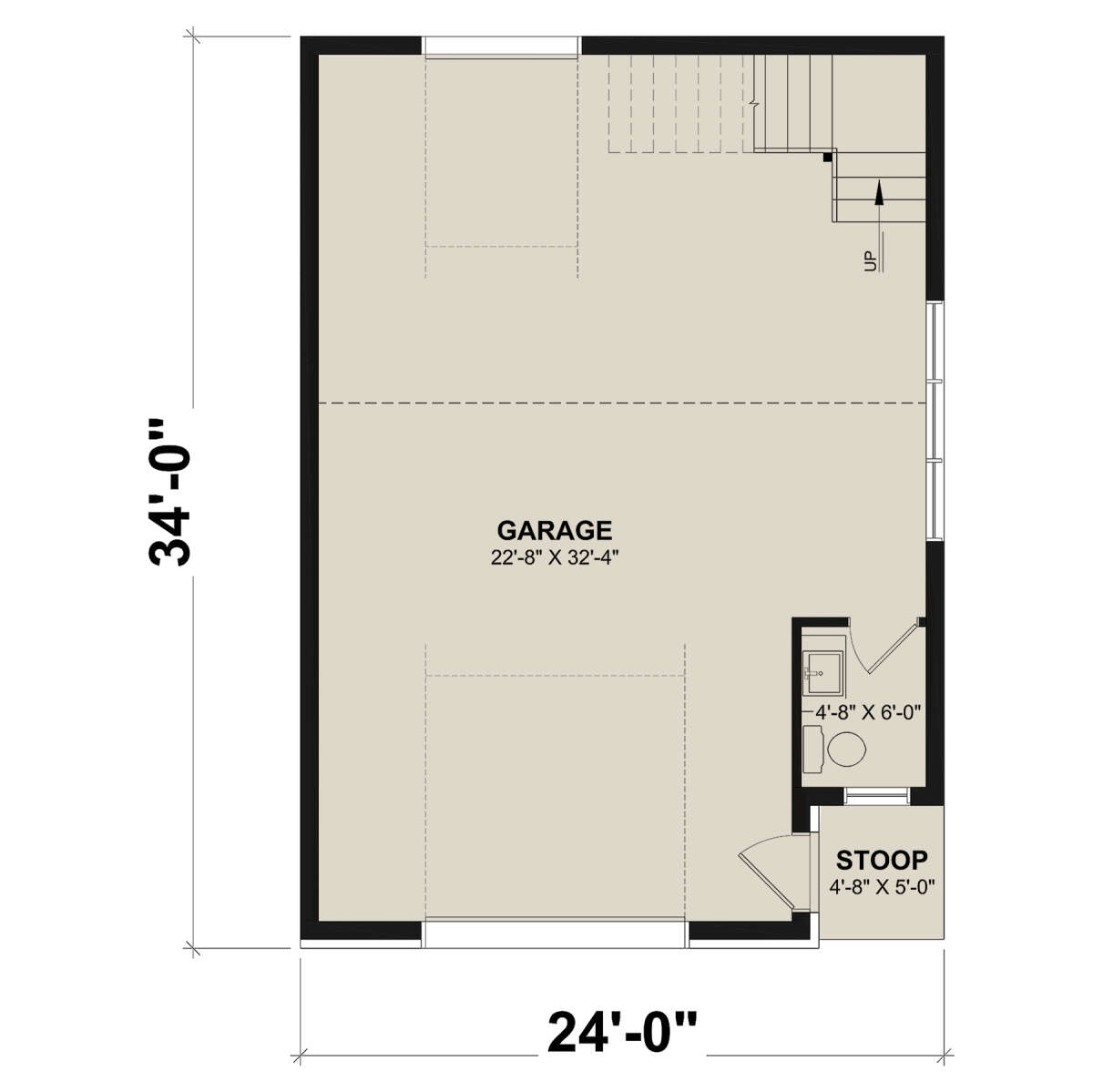 Modern Farmhouse 1-2 Car Garage Plan - 993 Square Feet, 0.5 Bathroom ...