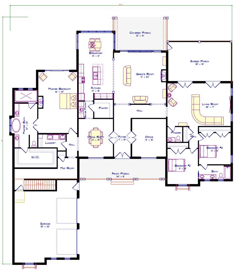 House Plan House Plan #35708 Drawing 1