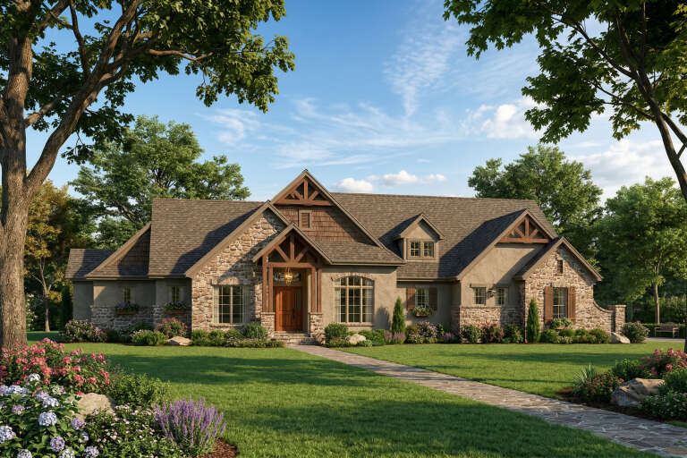 House Plan House Plan #35710 Angled Front Elevation