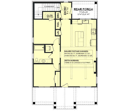 Main Floor w/ Basement Stairs Location for House Plan #041-00436