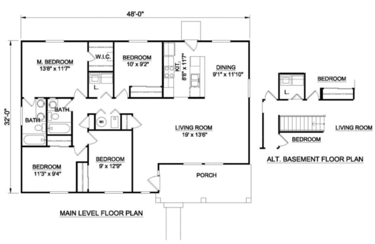 Floorplan 1 for House Plan #340-00006