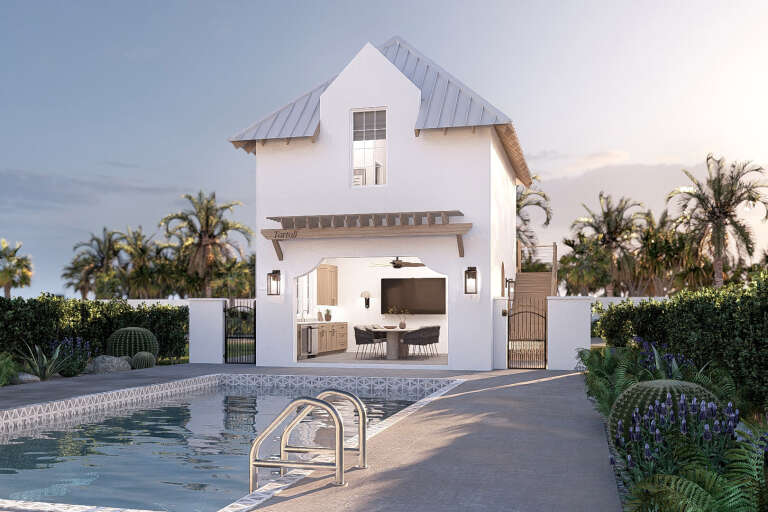 Contemporary Pool House Plan - 763 Square Feet, 1 Bedroom, 2 Bathrooms ...