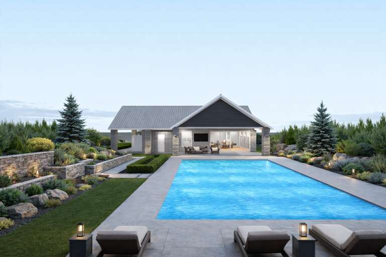 Traditional Pool House Plan - 1,372 Square Feet, 1 Bathroom | Floor ...