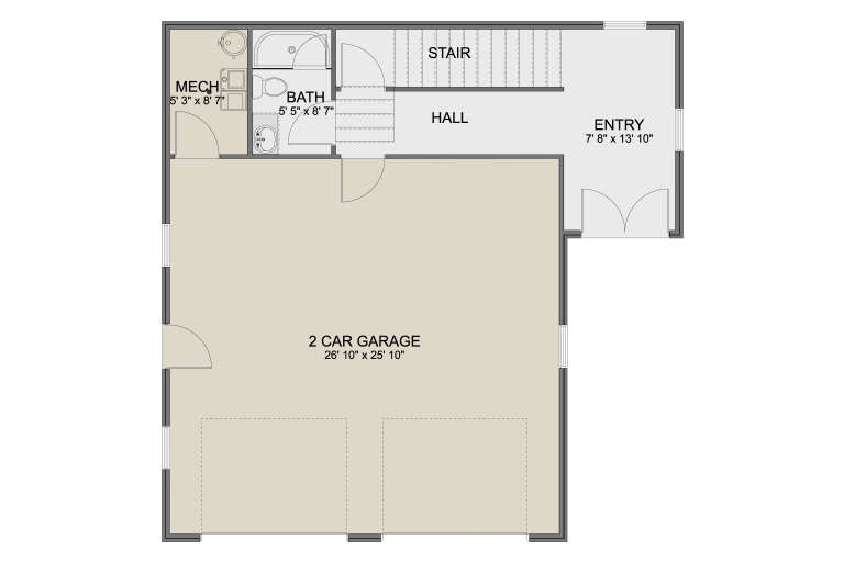Contemporary 2 Car Garage Plan - 1,797 Square Feet, 1 Bedroom, 1 ...