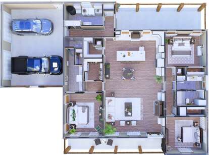 Overhead Main Floor for House Plan #1776-00183