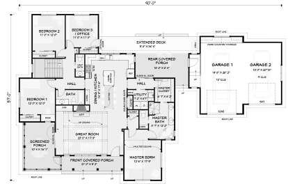 Main Floor w/ Basement Stairs Location for House Plan #3125-00045