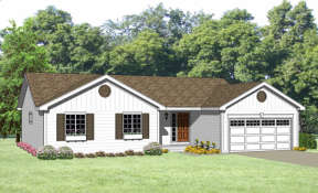 Ranch House Plan #340-00008 Elevation Photo